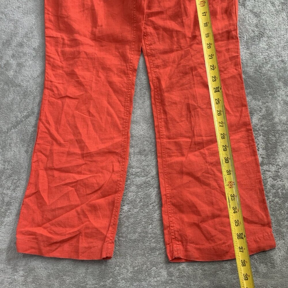 Eileen Fisher Pants Womens Small Linen Blend Orange Casual High Rise Trousers - Picture 3 of 11